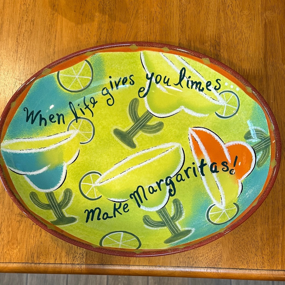 Clay Art Colorful “Make Margaritas” Themed Ceramic Plate.